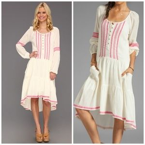 Free people hi low long sleeve gauzy tea dress